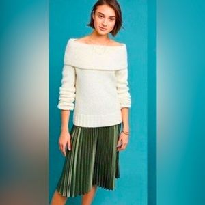 By Anthropolgie Cream Off the Shoulder Knit Natalia Sweater Size XL